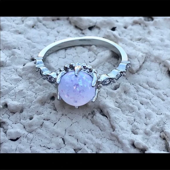 Fire opal and silver filled ring, size 8 - Picture 4 of 6